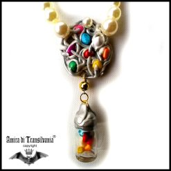 Pendant Necklace Gemstone, Boho Couture Rope Amulet, Modernist Minimalist Designer Jewelry, Pearl Charm Locket