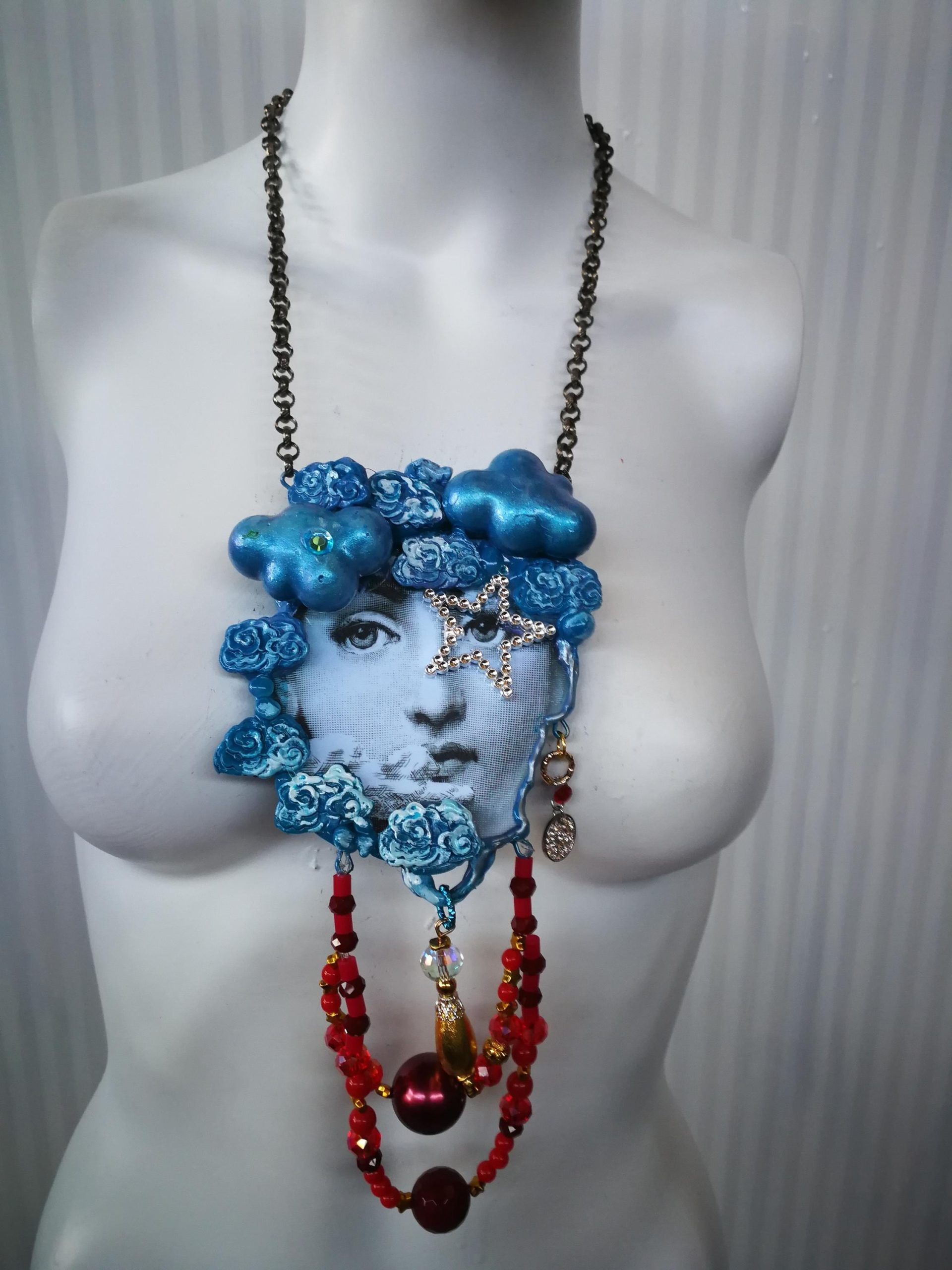 Maximalist Jewelry, Gatsby Statement Pendant Big Bold Chunky Necklaces, Charleston Charm Hollywood Diva Portrait