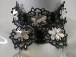 Maie Antoniette Collar, Strass Choker Jewelry, Embroidered Lace Crystal Bib, Victorian Baroque Necklace Tassel Charm