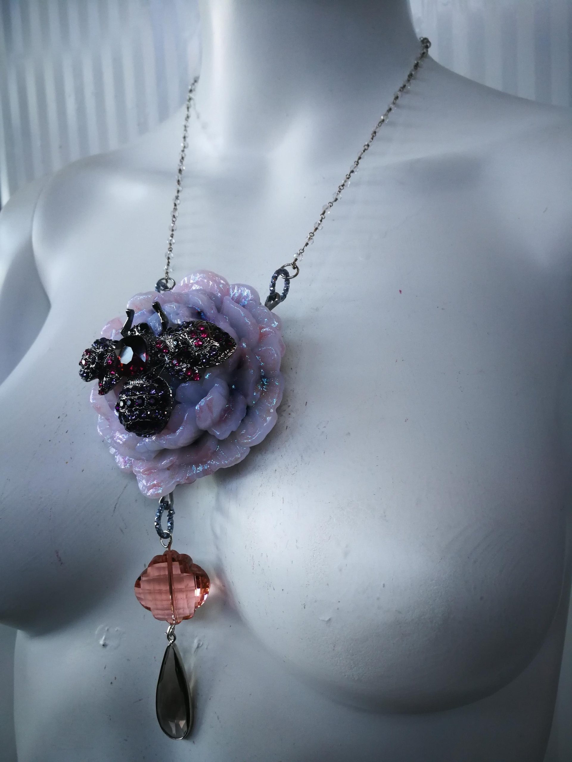 Art Deco Bee Necklace, Belle Epoque Locket, Handmade Italian Jewelry