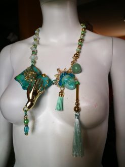 Handmade Green Witch Apple Charm Necklace, Italian Couture Jewelry