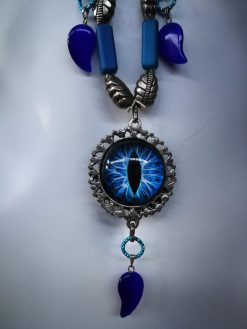 Turkish Evil Eye, Statement Pendant Good Luck Boho Ethnic Folk Jewelry Necklace Silver Charm