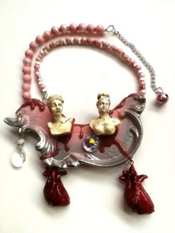 Statement Necklace, Dramatic Jewelry Baroque Luxury Bib Pendant, Sculptural Antique Statue Charm Crystal & Pearl