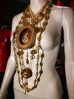 Layered Necklace, Countess of Castiglione Vintage Photo Lariat Pendant, Statement Jewelry Antique Historical Baroque