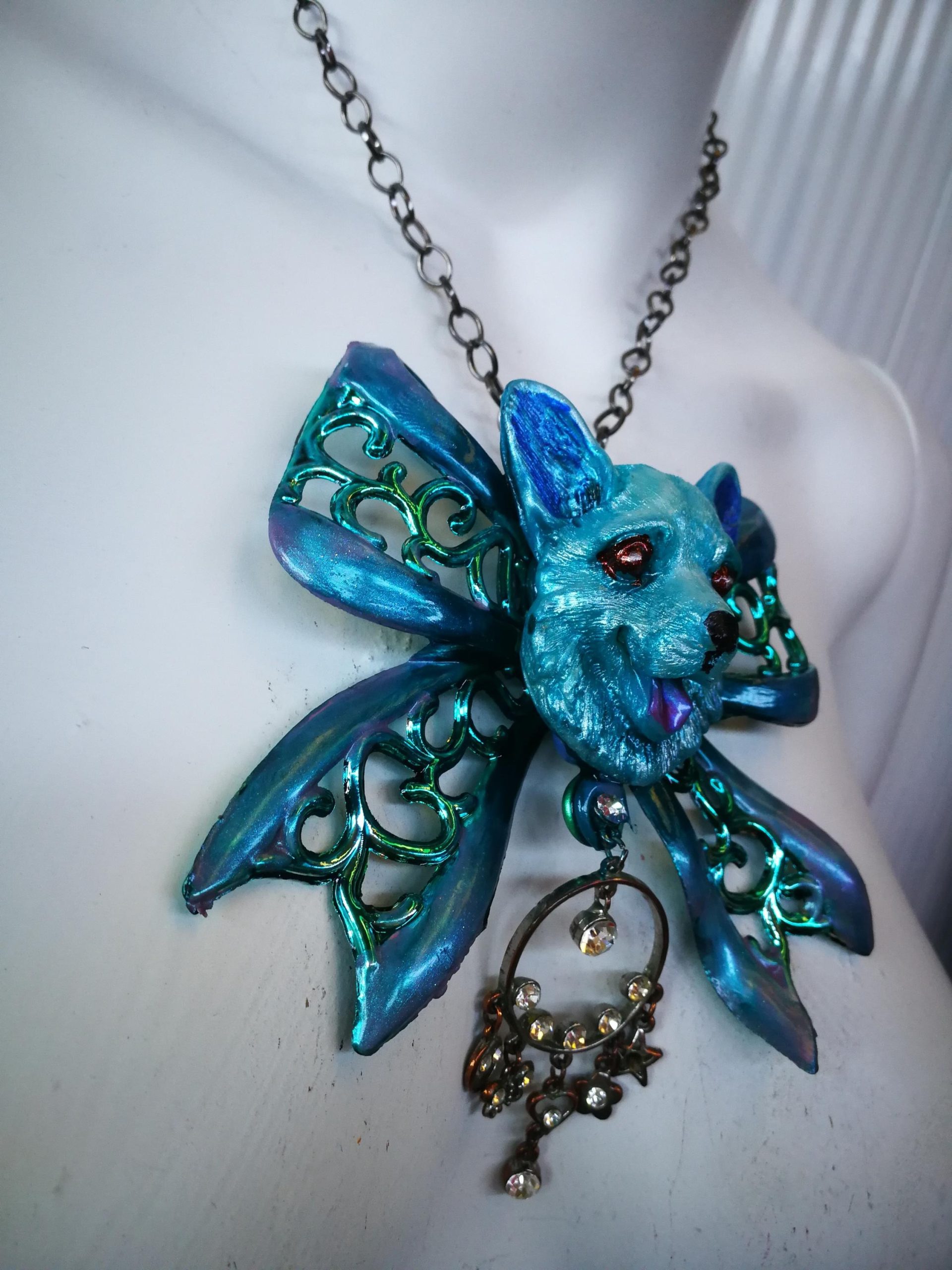 Designer Jewelry, Statement Necklace Nordic Animal Polar Bear, Extravagant Pendant Teddy Bear Flake Charm