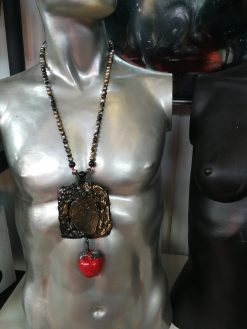 Statement Jewelry Love Necklace Adam and Eve Pendant Apple Paradise Portrait Locket Charm Medallion