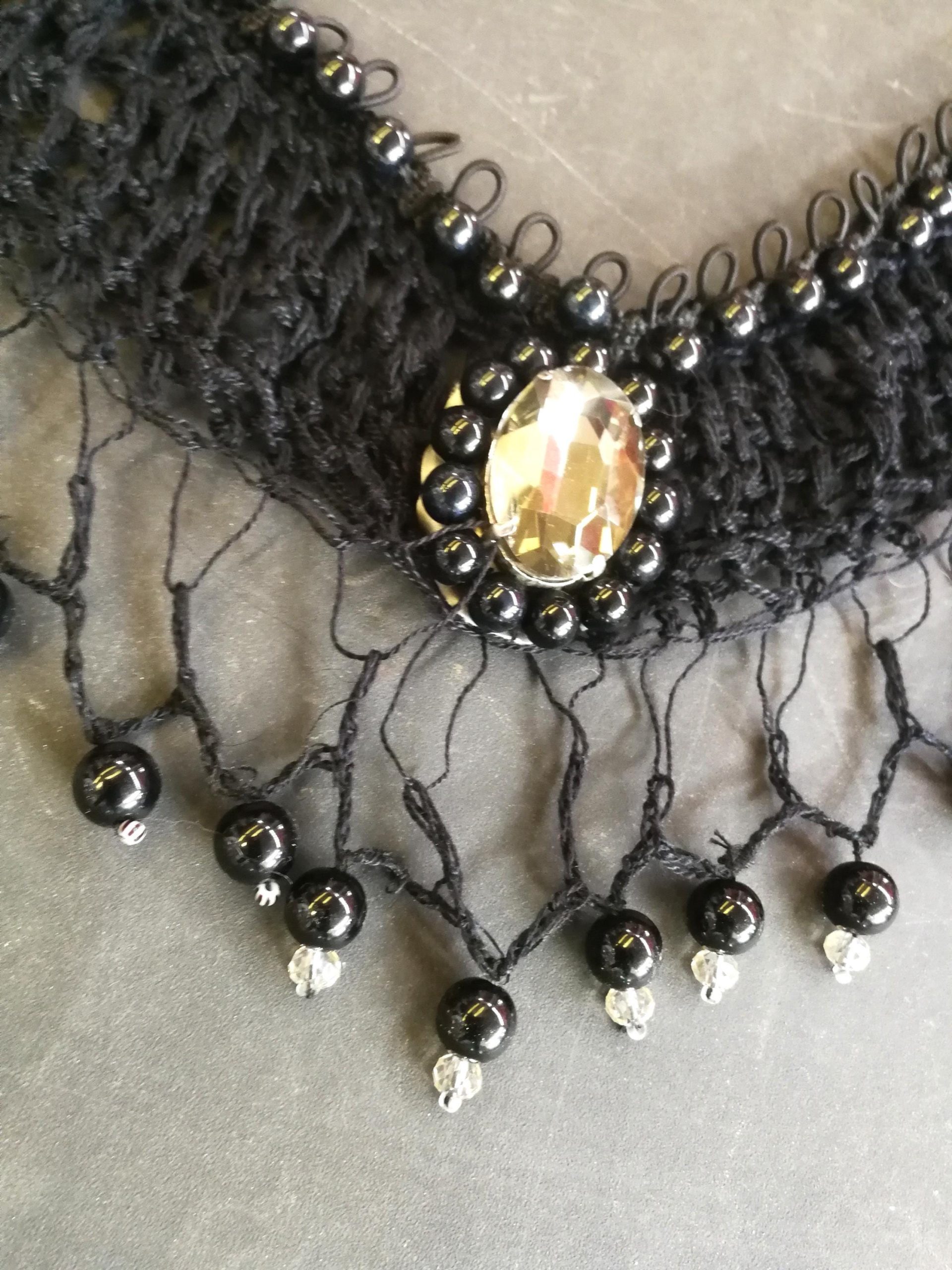 Marie Antoniette Choker, Embroidered Crochet Fine Lace Jewelry, Medallion Necklace Fetish Collar Statement Cameo