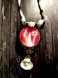 Baroque Pearl Necklace, Conch Shell Eye & Hand Jewelry, Luxury Pendant Rococo Charm Statement Jewellery