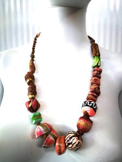 Luxury Jewelry Black Pink Gold Sculpted Beaded Statement Necklace, Haute Couture Orb Design OOAK