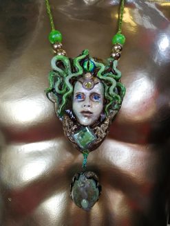 Medusa Jewelry Pendant Necklace, Snake Goddess Greek Mythology Sculpture, Minoan Serpent Eye Locket Charm