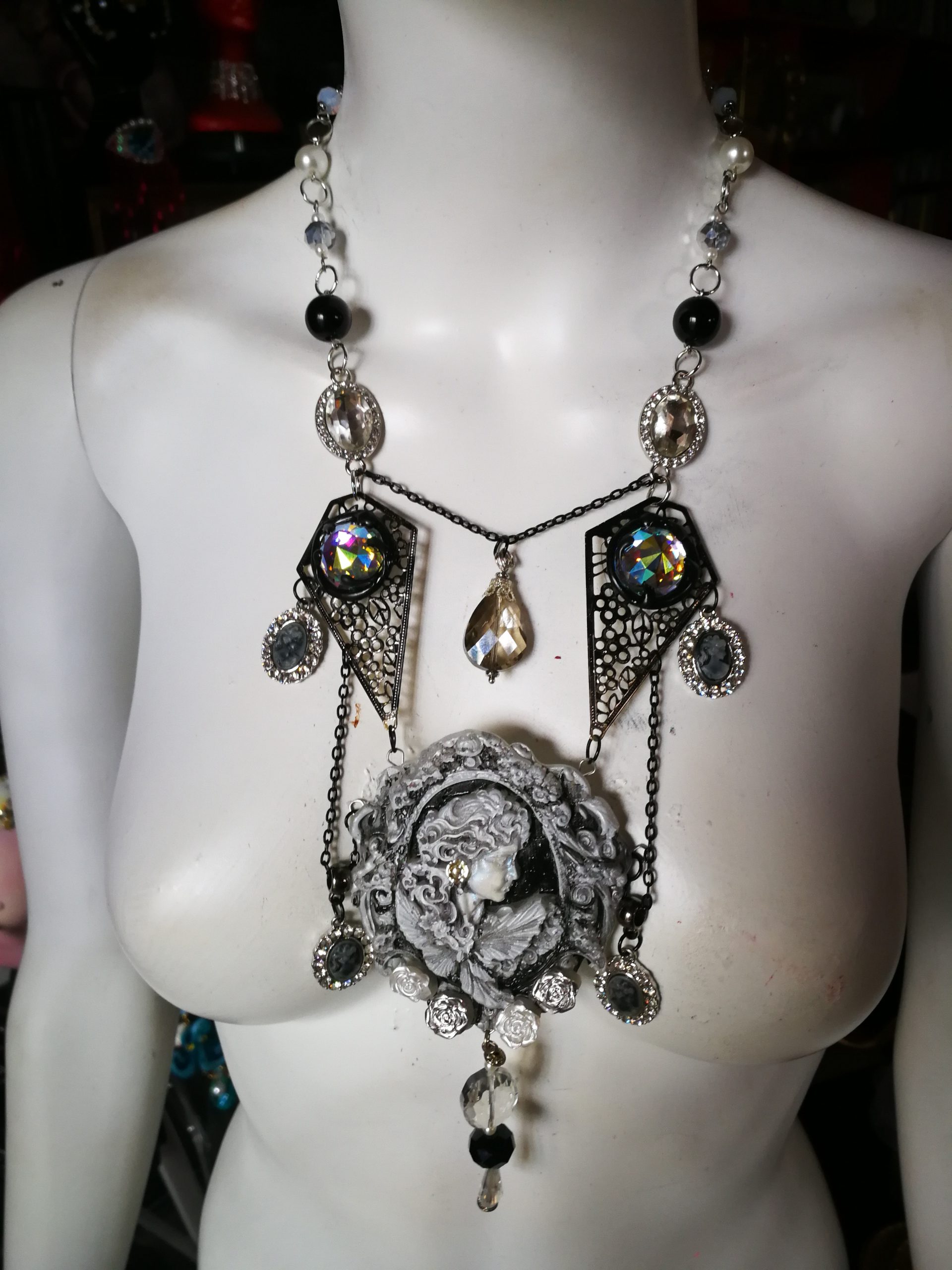 Baroque Luxury Jewelry Rococo Necklace Pendant Filigree Jewel Antique Cameo Bib - Image 19