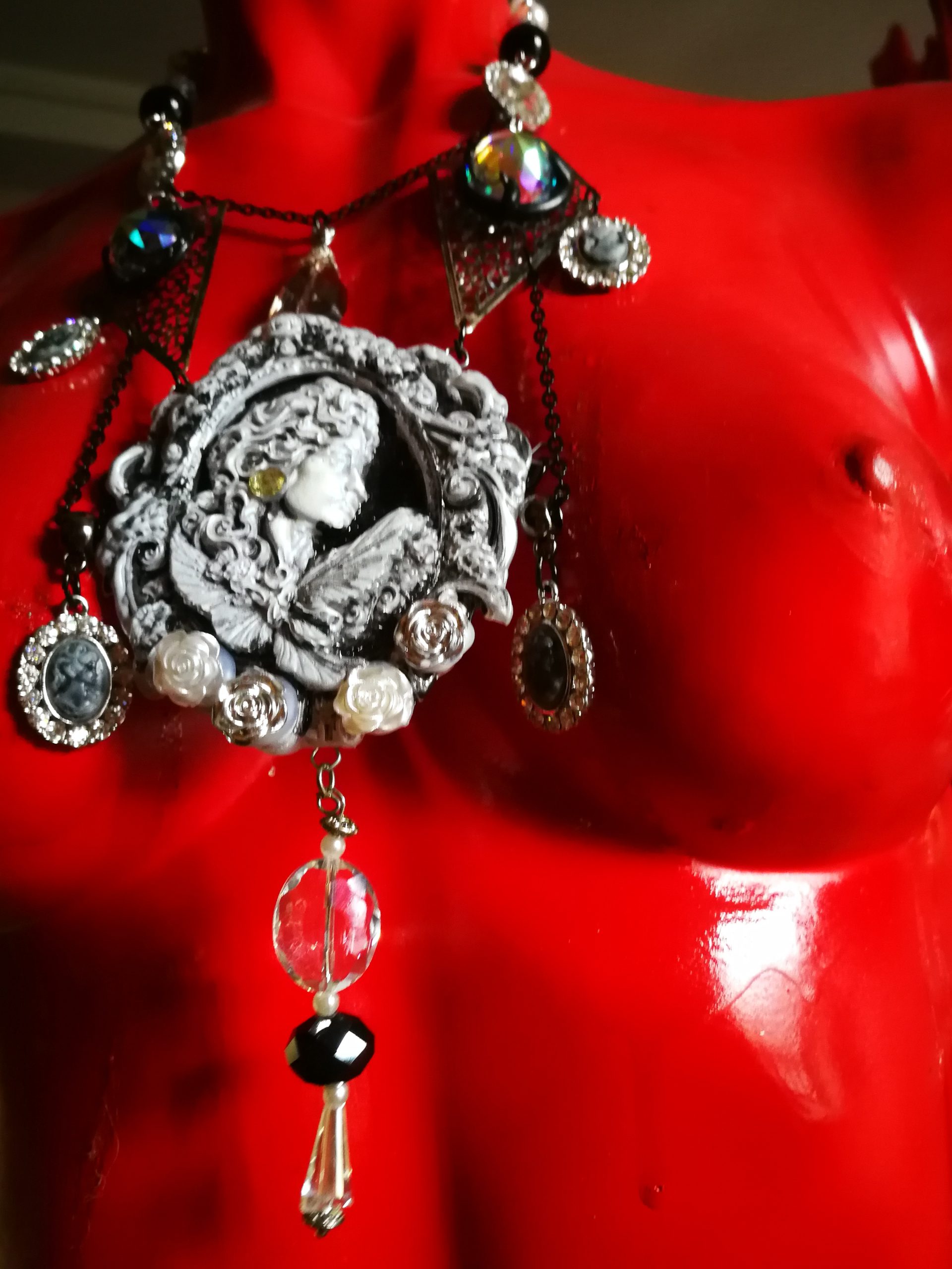 Baroque Luxury Jewelry Rococo Necklace Pendant Filigree Jewel Antique Cameo Bib - Image 25