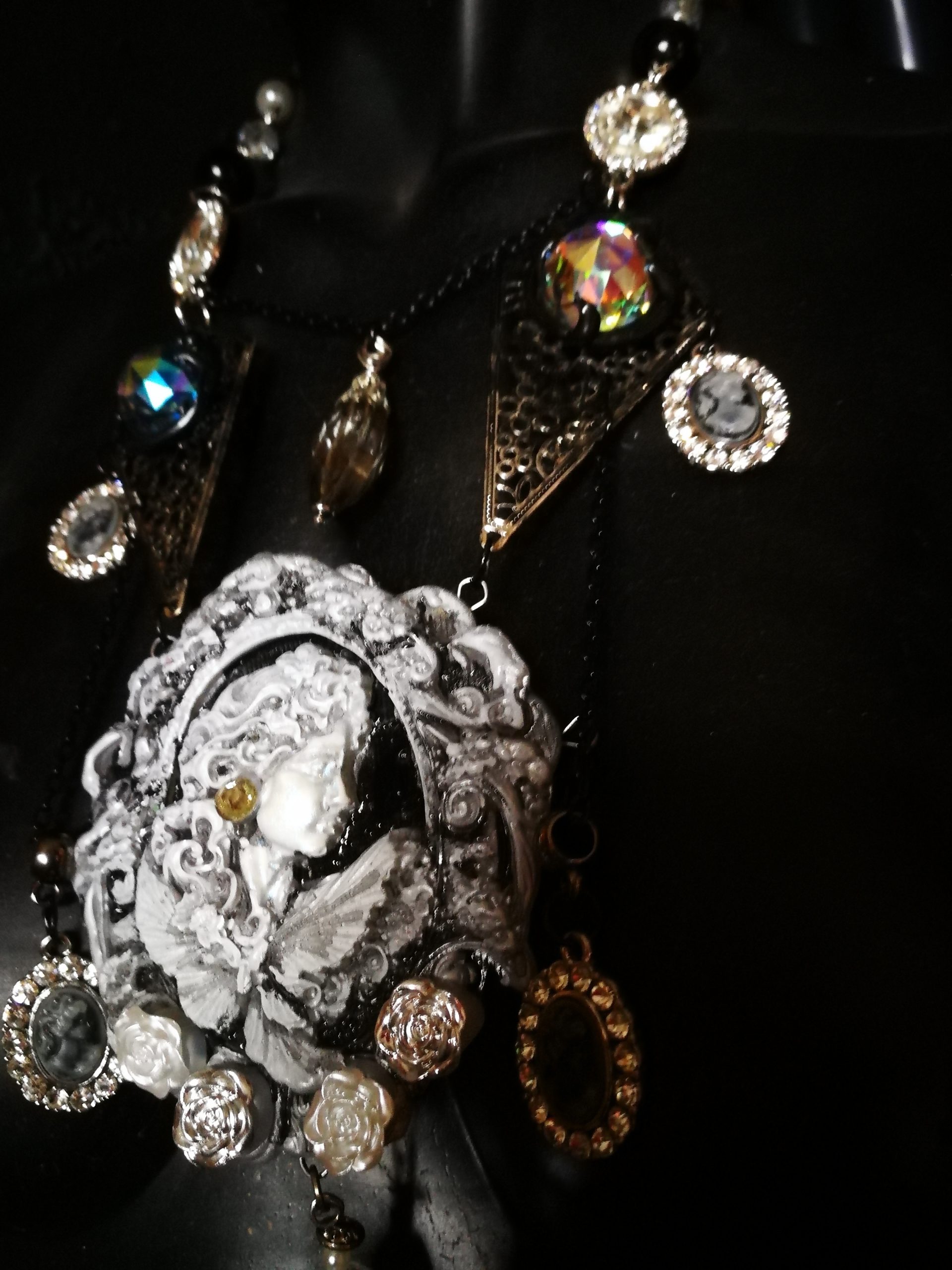 Baroque Luxury Jewelry Rococo Necklace Pendant Filigree Jewel Antique Cameo Bib - Image 12