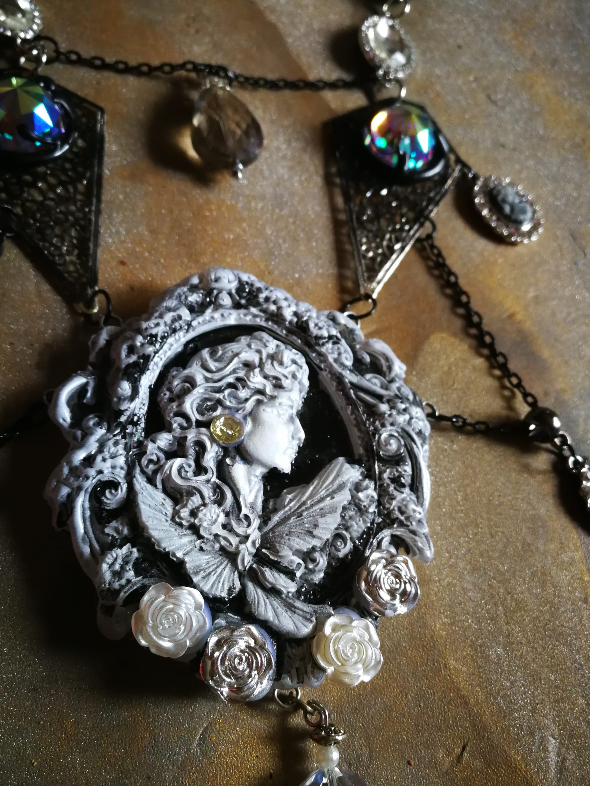 Baroque Luxury Jewelry Rococo Necklace Pendant Filigree Jewel Antique Cameo Bib - Image 14