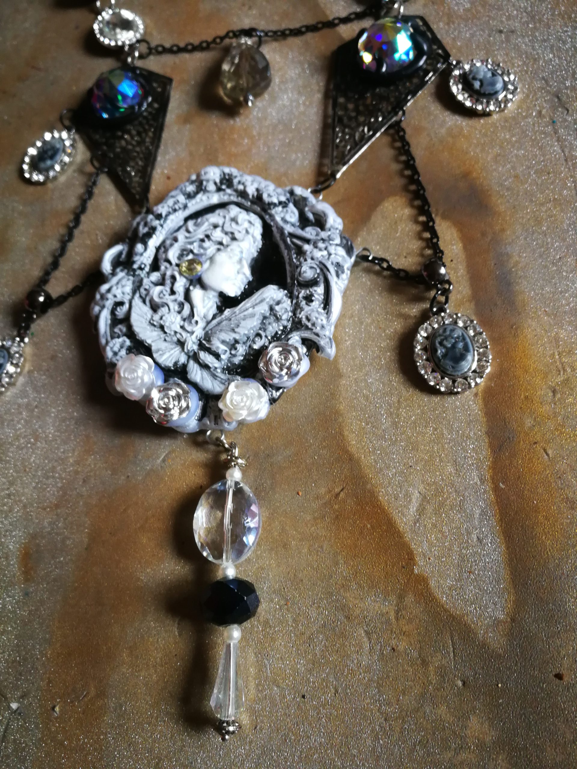 Baroque Luxury Jewelry Rococo Necklace Pendant Filigree Jewel Antique Cameo Bib - Image 15