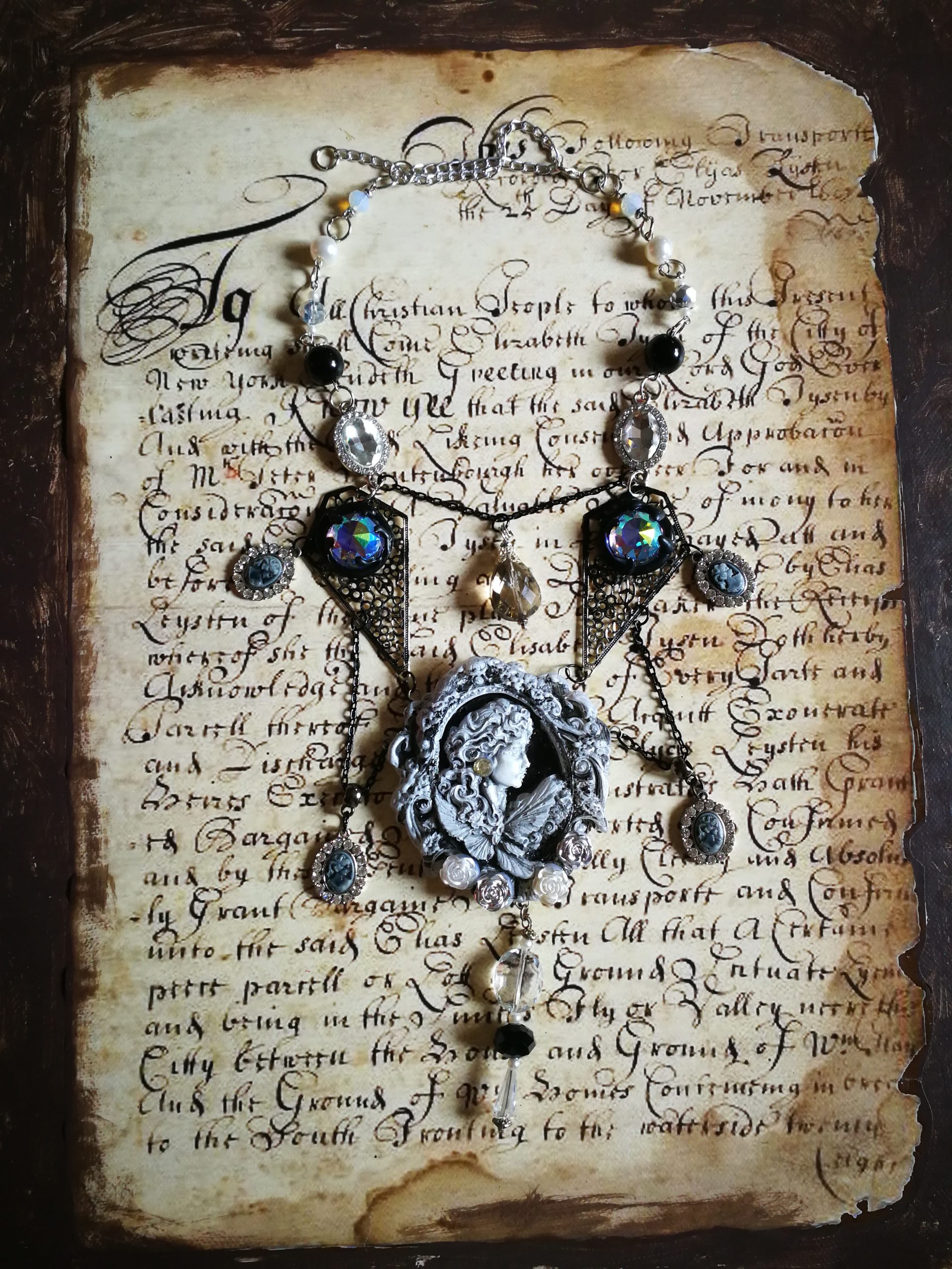 Baroque Luxury Jewelry Rococo Necklace Pendant Filigree Jewel Antique Cameo Bib - Image 16