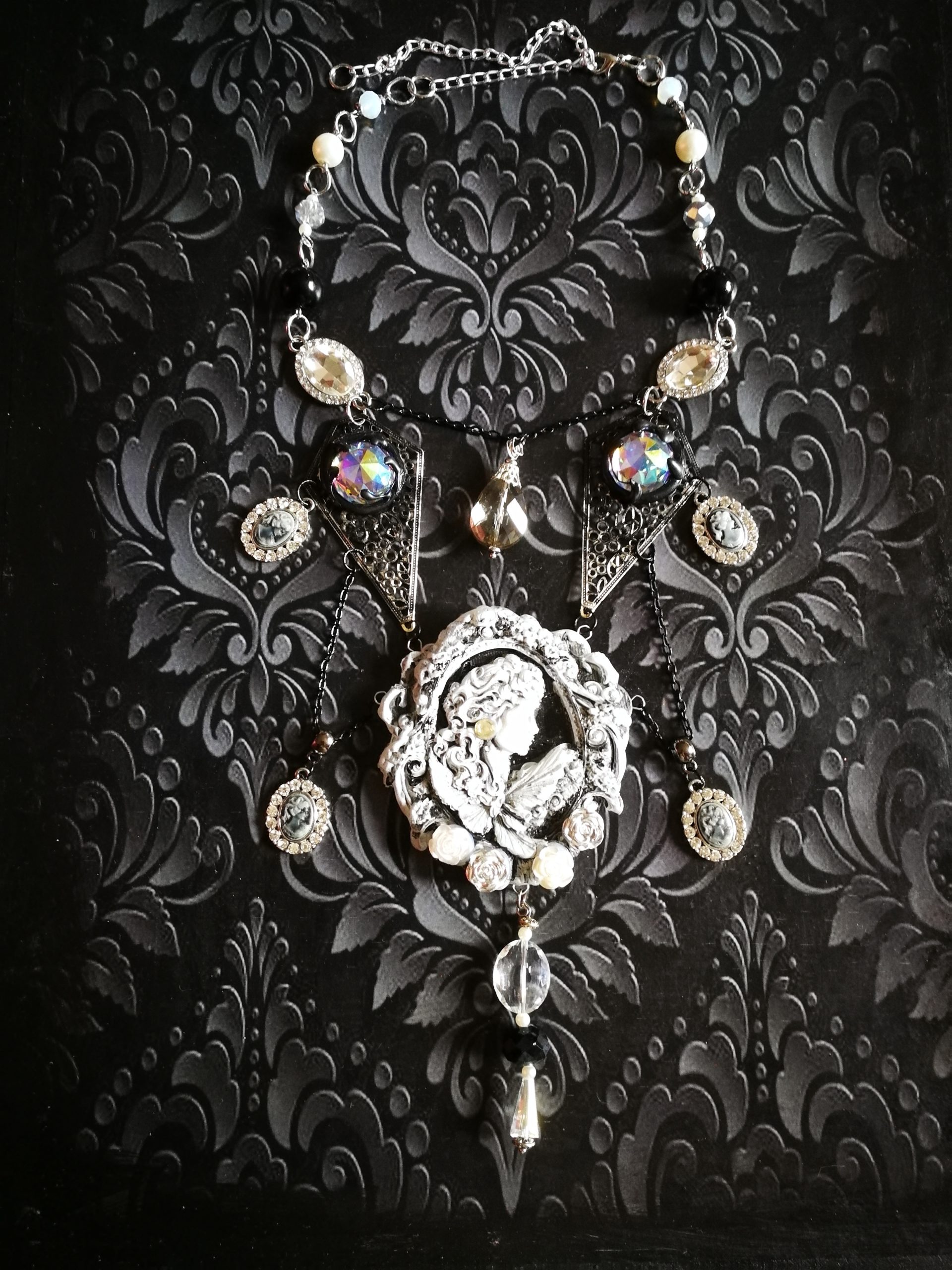 Baroque Luxury Jewelry Rococo Necklace Pendant Filigree Jewel Antique Cameo Bib - Image 17