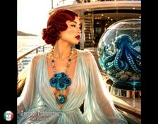 Octopus Necklace Fine Jewelry Statement Shell Pendant Sculpture Carving Couture Jewel Crystals & Gemstone Beads
