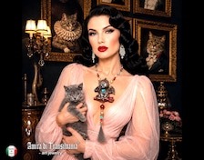 Cat Necklace Evil Devil Whimsical Statement Jewelry Animal Portrait Oddities Pendant Sculpted Charm Stone