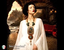 Renaissance Faire Jewelry Oversized Necklace Statement Luxury Pendant Turquoise & Copper Jewel Antique Aristocratic Cameo