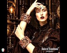 Steampunk Bracelet Copper Bold Arm Cuff Chunky Sculpted Bangle Maximalist Jewelry Iris Apfel Style