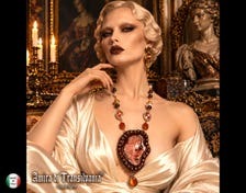 Cameo Necklace Baroque Pendant High End Couture Jewelry Statement Luxury Aristocratic Portrait Antique Statue