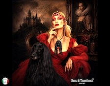Dog Necklace Afgan Hound Aristocratic Sculpted Statement Jewelry Animal Portrait Victorian Pendant Crystal Fringe