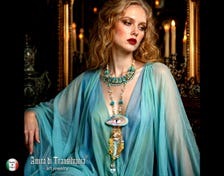 Fate of Ophelia Turquoise Gemstone Long Pendant Fine Jewelry Statement Shell Necklace Luxury Jewel