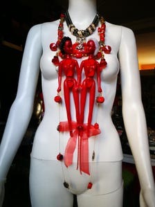 Futuristic Jewelry Dolls Necklace Pendant, Transylvania Couture OOAK Gothic Modernist & Surrealist Luxury Aristocratic Vampire