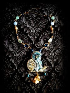 Snail Necklace Fine Luxury Statement Whimsical Jewelry Sculpted Portrait Pendant Gold Crystal Pearl & Stone