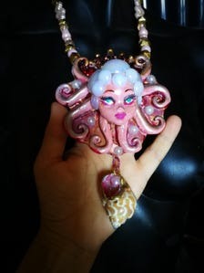 Octopus Pendant Fine Jewelry Statement Shell Necklace Sculpture Carving Couture Jewel Crystals & Gemstone Beads