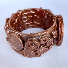 Steampunk Bracelet Bold Arm Cuff Chunky Sculpted Bangle Maximalist Steam Punk Iris Apfel Jewelry