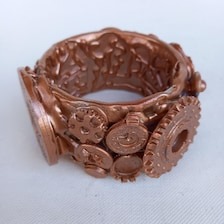 Steampunk Bracelet Bold Arm Cuff Chunky Sculpted Bangle Maximalist Steam Punk Iris Apfel Jewelry