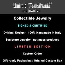 Orgonite Paradise, Black & White Statement Jewelry Massive Pendant Abstract Necklace Luxury Couture Sculpted Glass