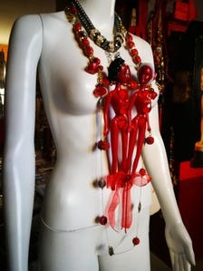 Futuristic Jewelry Dolls Necklace Pendant, Transylvania Couture OOAK Gothic Modernist & Surrealist Luxury Aristocratic Vampire