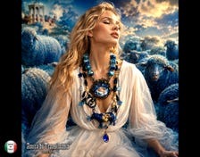 Whimsical Jewelry Big Bold Chunky Necklaces Oversized Pendant Animal Blue Sheep Maximalist Layered Lariat