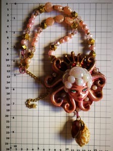 Octopus Pendant Fine Jewelry Statement Shell Necklace Sculpture Carving Couture Jewel Crystals & Gemstone Beads