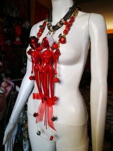 Futuristic Jewelry Dolls Necklace Pendant, Transylvania Couture OOAK Gothic Modernist & Surrealist Luxury Aristocratic Vampire