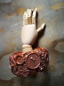 Steampunk Bracelet Bold Arm Cuff Chunky Sculpted Bangle Maximalist Steam Punk Iris Apfel Jewelry