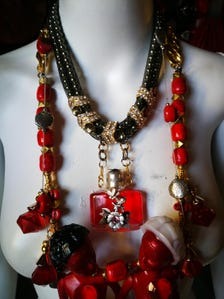 Futuristic Jewelry Dolls Necklace Pendant, Transylvania Couture OOAK Gothic Modernist & Surrealist Luxury Aristocratic Vampire