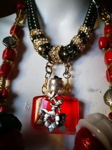 Futuristic Jewelry Dolls Necklace Pendant, Transylvania Couture OOAK Gothic Modernist & Surrealist Luxury Aristocratic Vampire